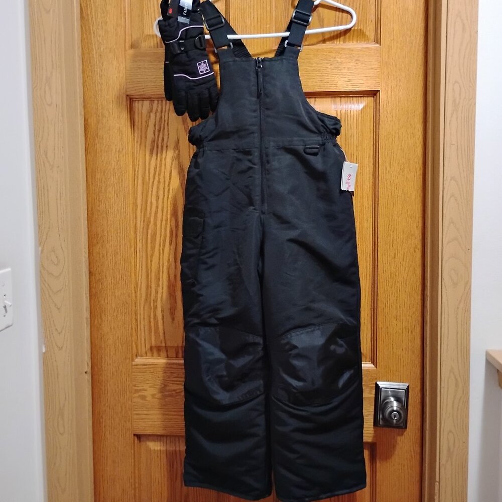 Energy Zone Girls Size S (6-x6) Snow Pants + Faded Glory Teen Girl Winter Gloves
